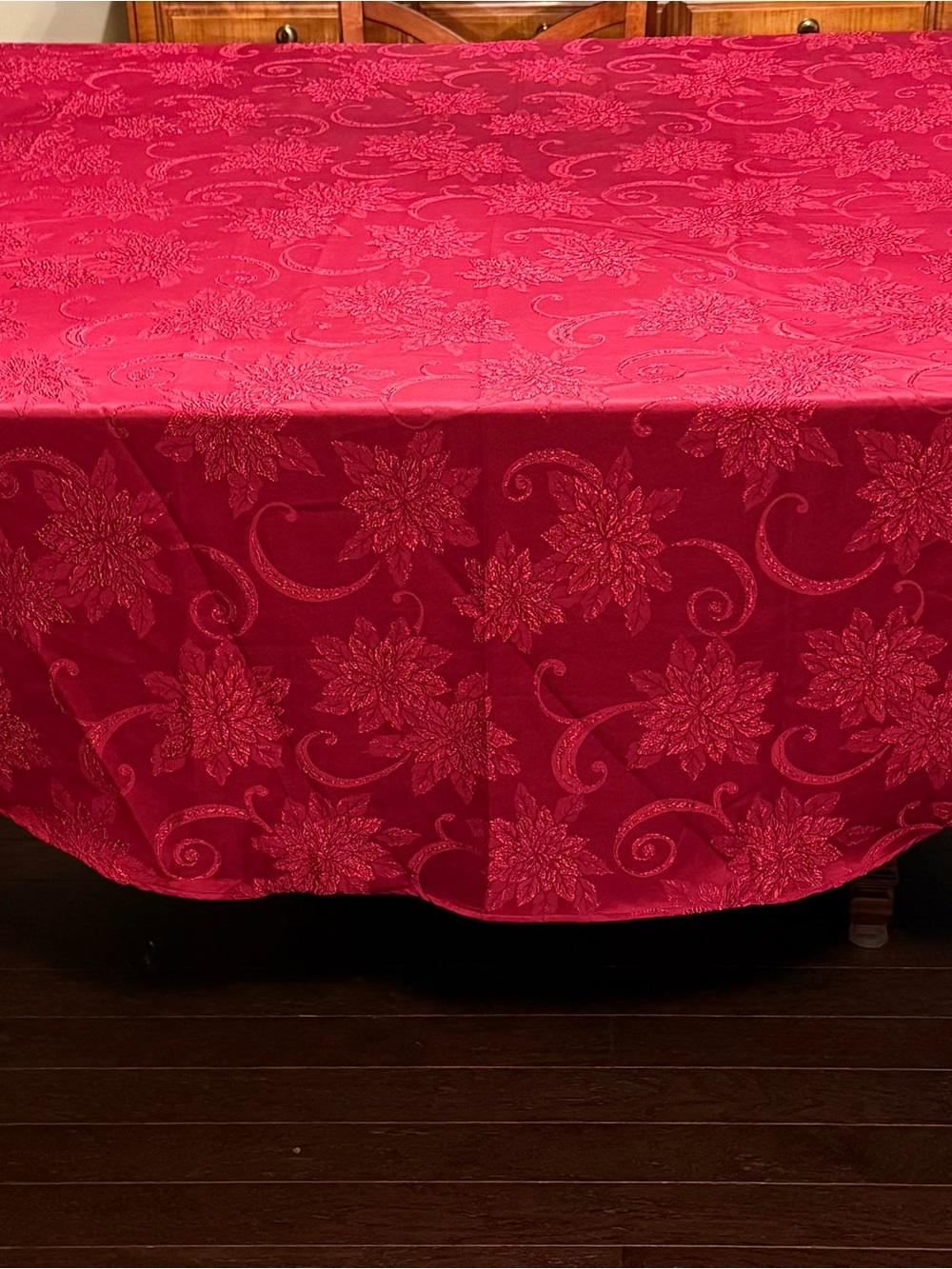 Elegant Red Damask Tablecloth - Brand Unknown